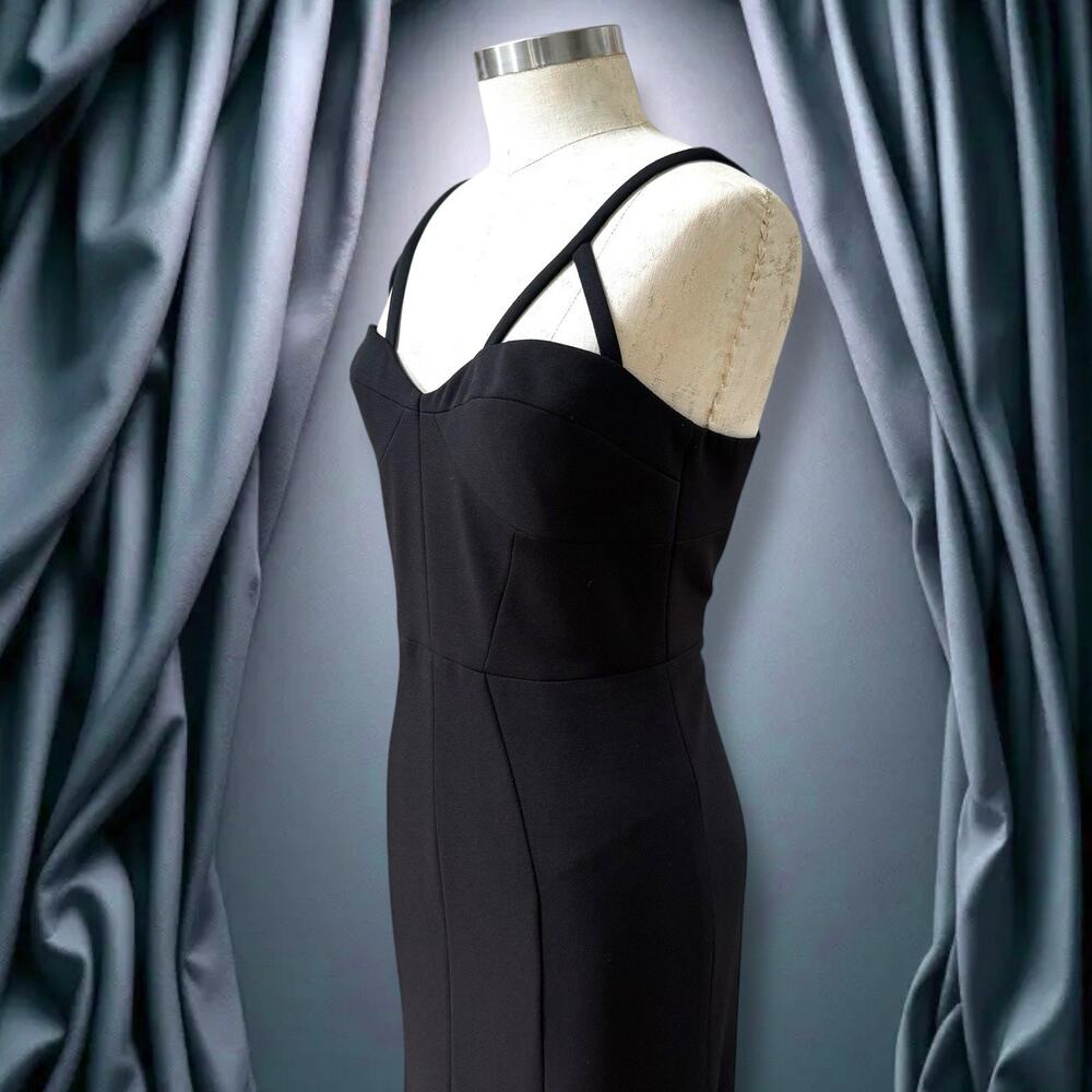 Vera Wang Lavender Formal Maxi Dress 8 Black LBD Y2K Goth Whimsigoth Polyester - Picture 3 of 14